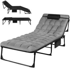 3-Position Reclining Outdoor Camping Cot with Pillow