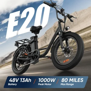 1000W E20 Electric Fat Tire Bike, 20MPH